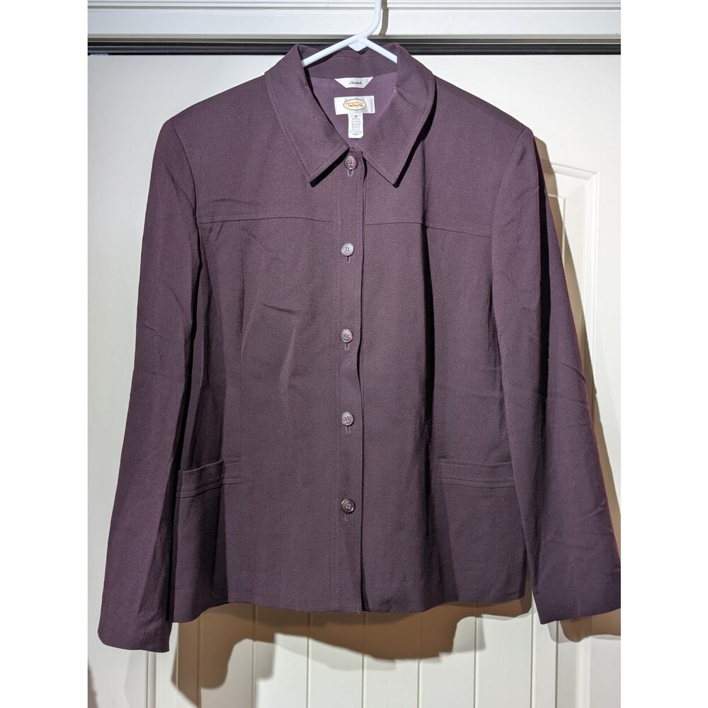 Talbot's Vintage Aubergine Wool Stretch Front Button Jacket Womens Size 16